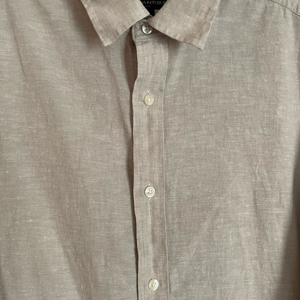 Mens M: Banana Republic Linen Long Sleeve Button Down Shirt Taupe NWOT new! - Picture 2 of 10